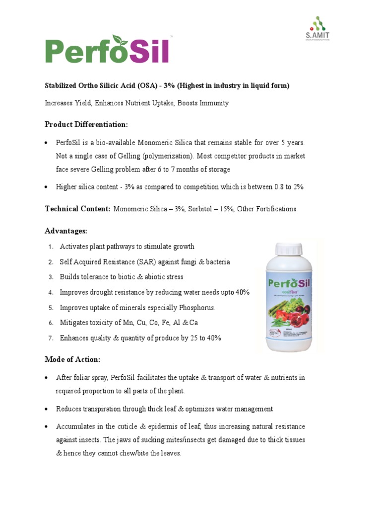 PerfoSil Profile | PDF | Plants | Plant Nutrition