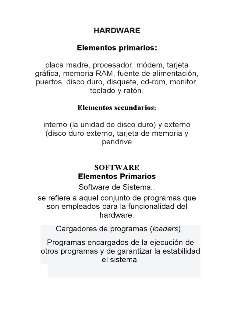 Elementos Del Hardware y Software PDF