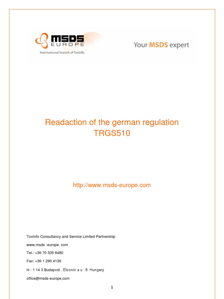 Overview of TRGS 510 Regulations | PDF | Dangerous Goods | Explosion