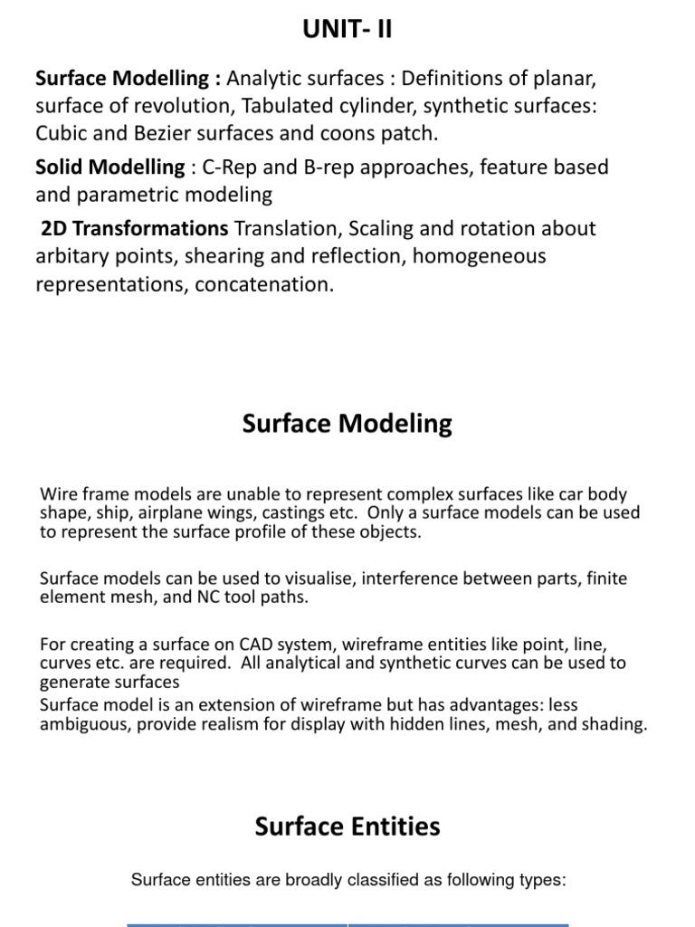 Surface Modeling Techniques in CAD | PDF | Plane (Geometry ...