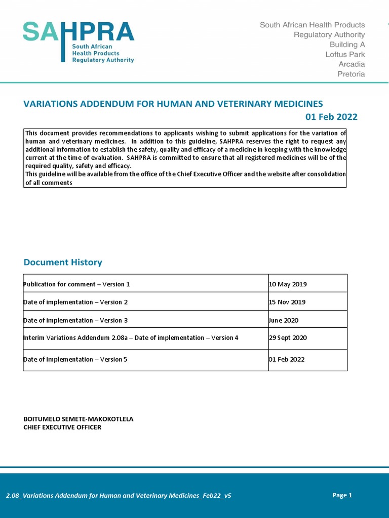 Variations Addendum for Medicines 2022 | PDF | Pharmacovigilance ...