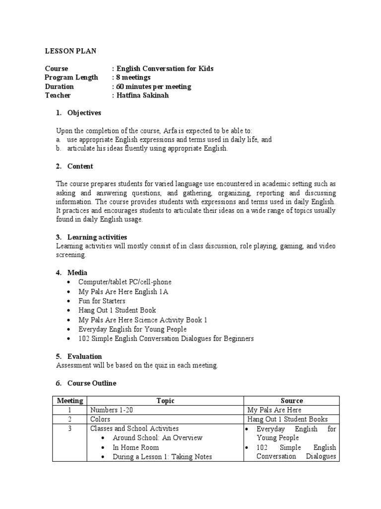 Arfa's Lesson Plan | PDF | Lesson Plan | Learning