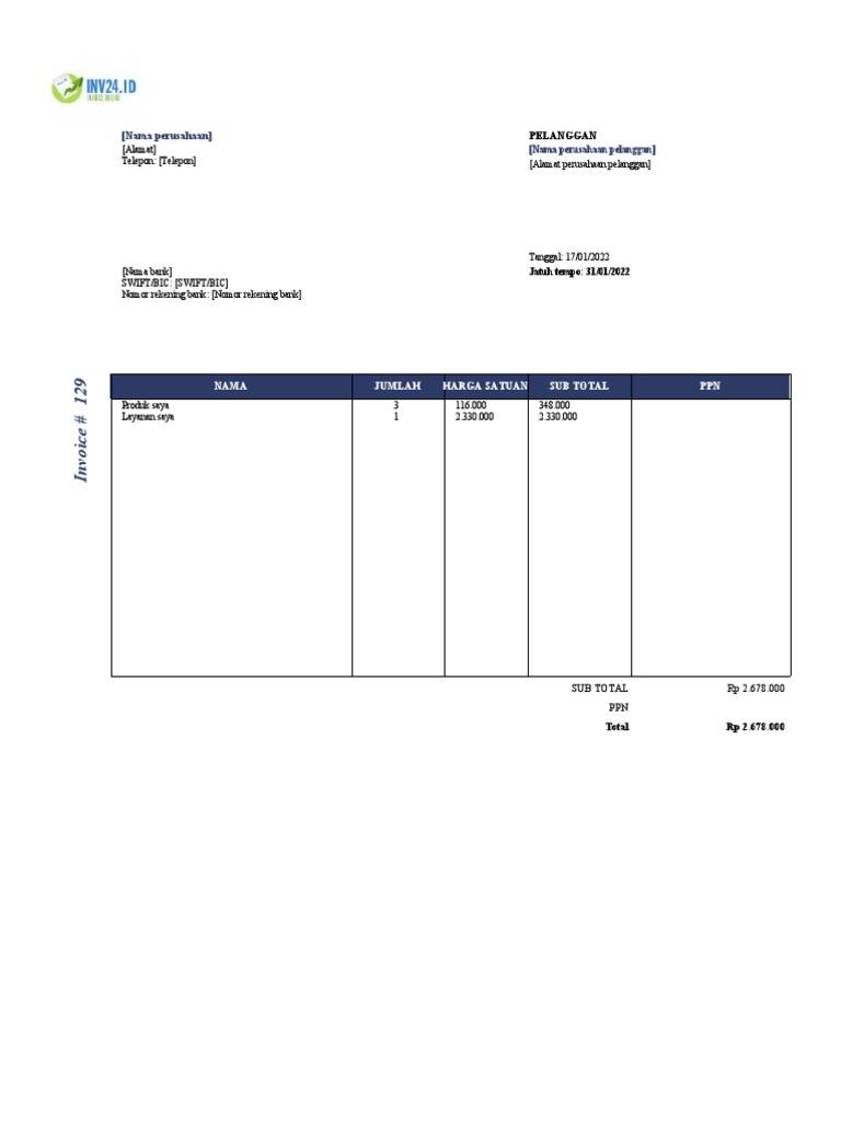 Contoh Invoice Kontraktor | PDF