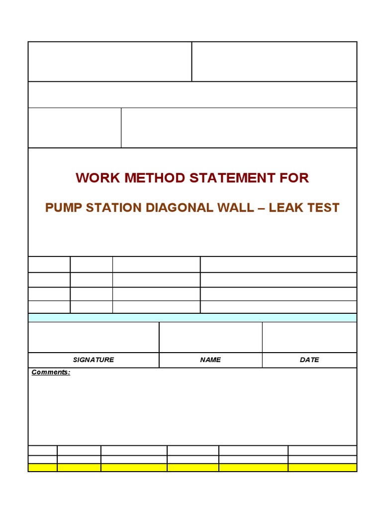 Method StatementIntake Leak Test PDF Leak Safety