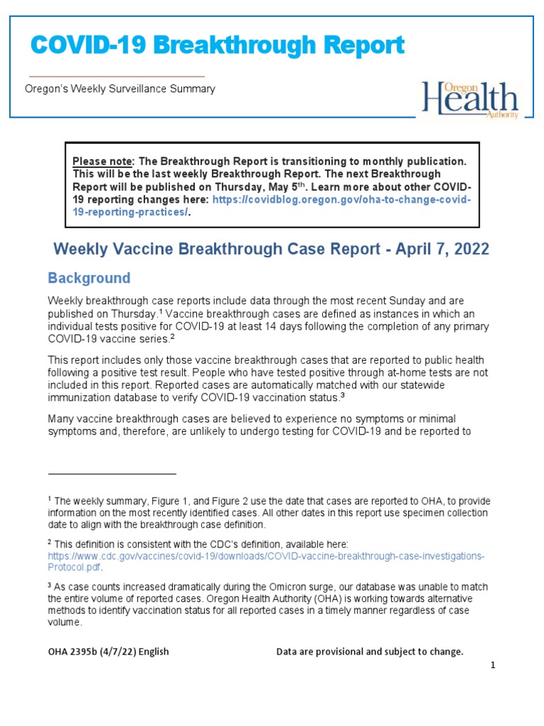 Breakthrough Case Report PDF Race And Ethnicity In The United