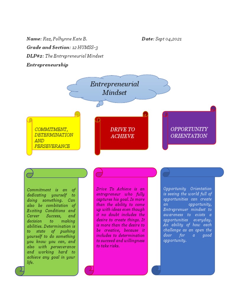 Raz, Activity #2 The Entrepreneurial Mindset, Entrepreneurship | PDF ...