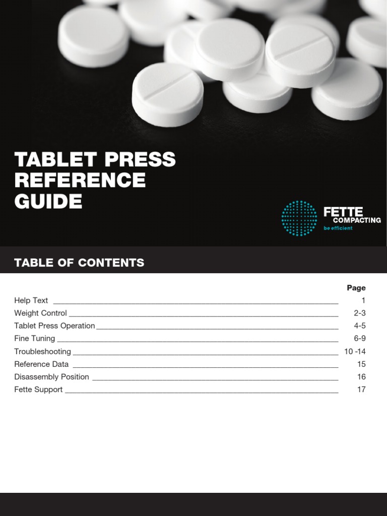 Fette Tablet Press Operation Guide | PDF | Tablet (Pharmacy ...