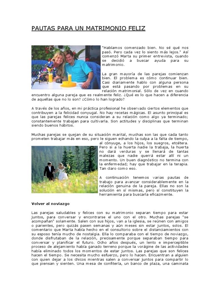 Pautas Para Un Matrimonio Feliz Pdf Amor Matrimonio