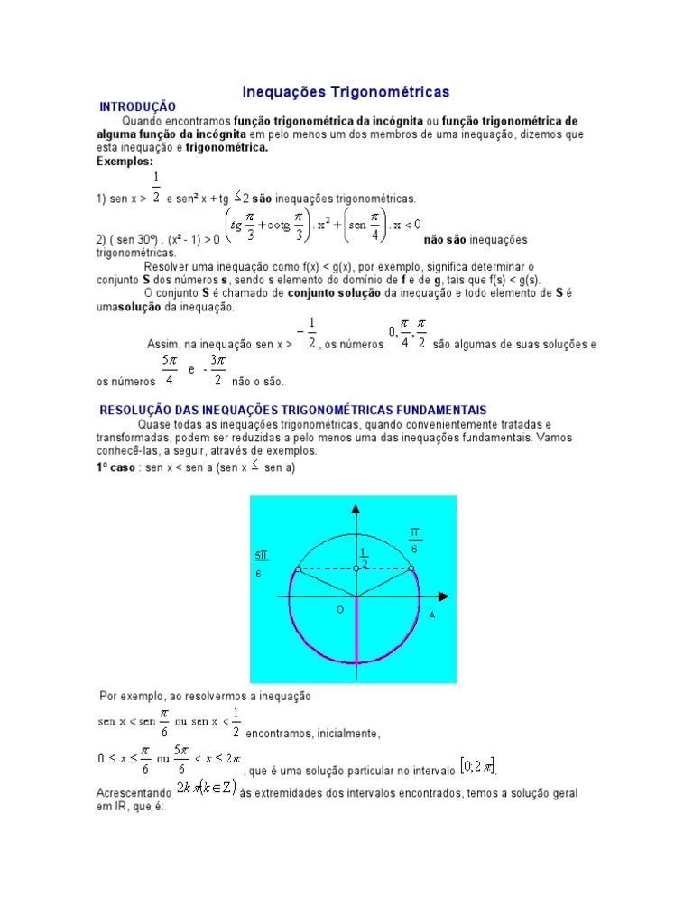 Inequações Trigonométricas | PDF | Trigonometria | Função (Matemática)