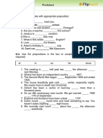 Prepositions Worksheet