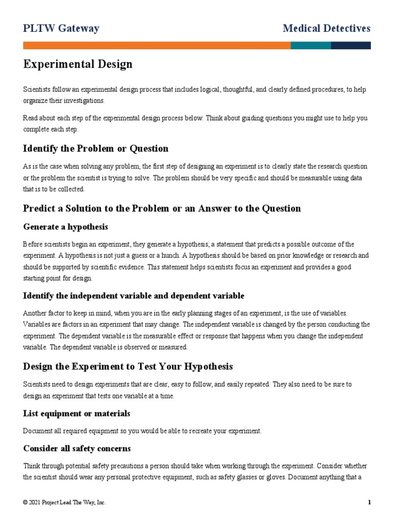 1 2 Experimental Design Pdf Experiment Scientific Method