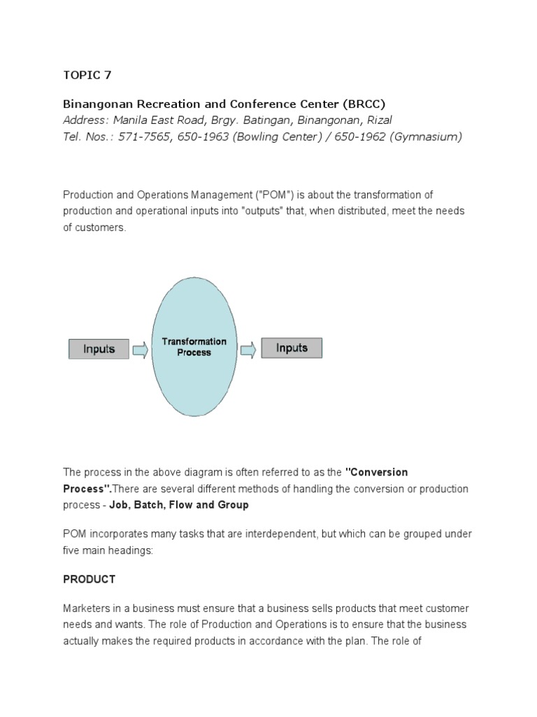 An Overview of Production and Operations Management Concepts | PDF ...