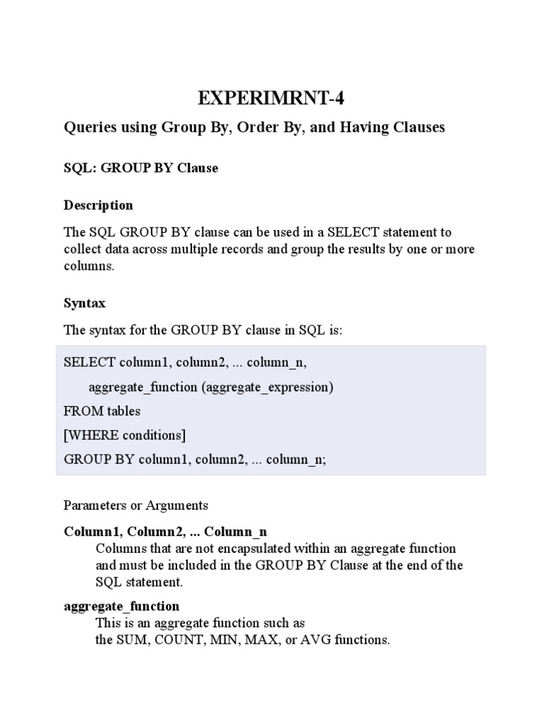 Experiment Num 4 Record PDF Parameter Programming) Clause