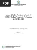 Impact of Online Readiness To Grade 11 HUMSS Students