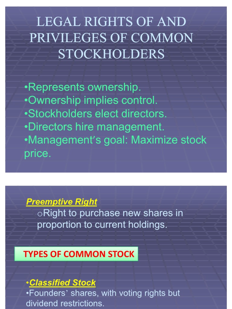 Common Stockholder Rights Explained | PDF