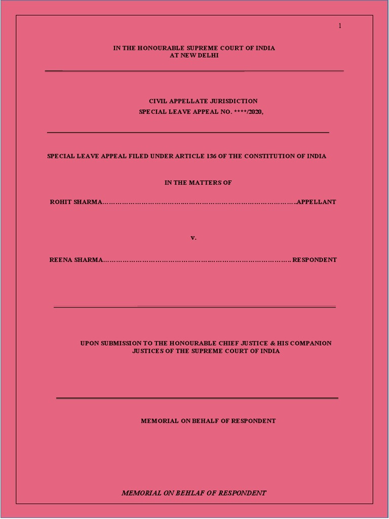 memorial-on-behalf-of-respondent-in-the-matter-of-rohit-sharma-v-reena