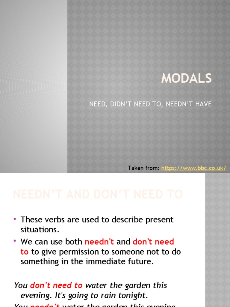 Understanding Needn't and Didn't Need to | PDF