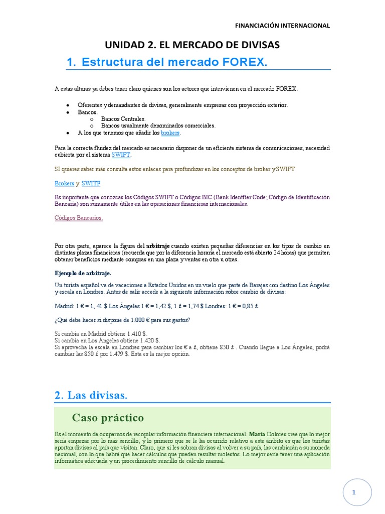 Unidad 2. El Mercado de Divisas | PDF | Mercado de divisas | Tipo de cambio