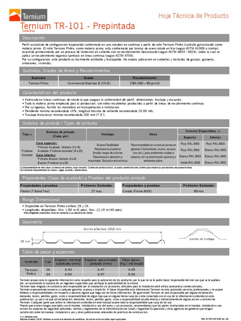 LBR 250120 Hoja Tecnica Ternium | PDF | Materiales