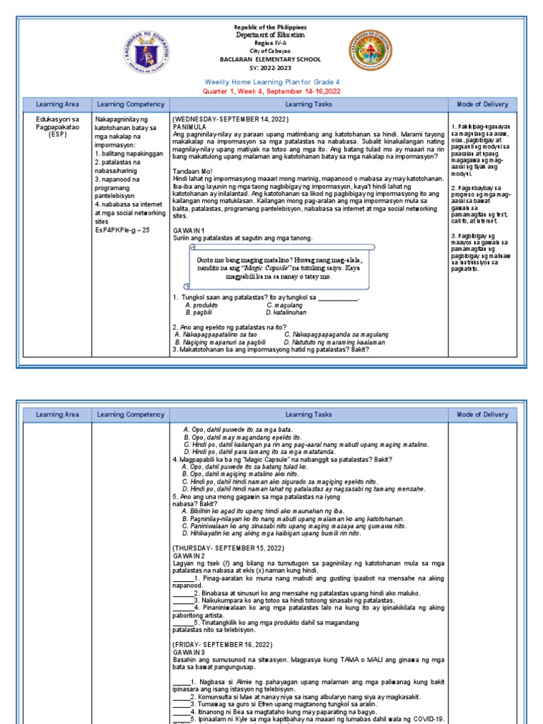 WHLP Fil Esp Science | PDF