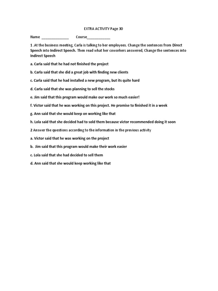 Extra Activity Page 30 | PDF | Career & Growth
