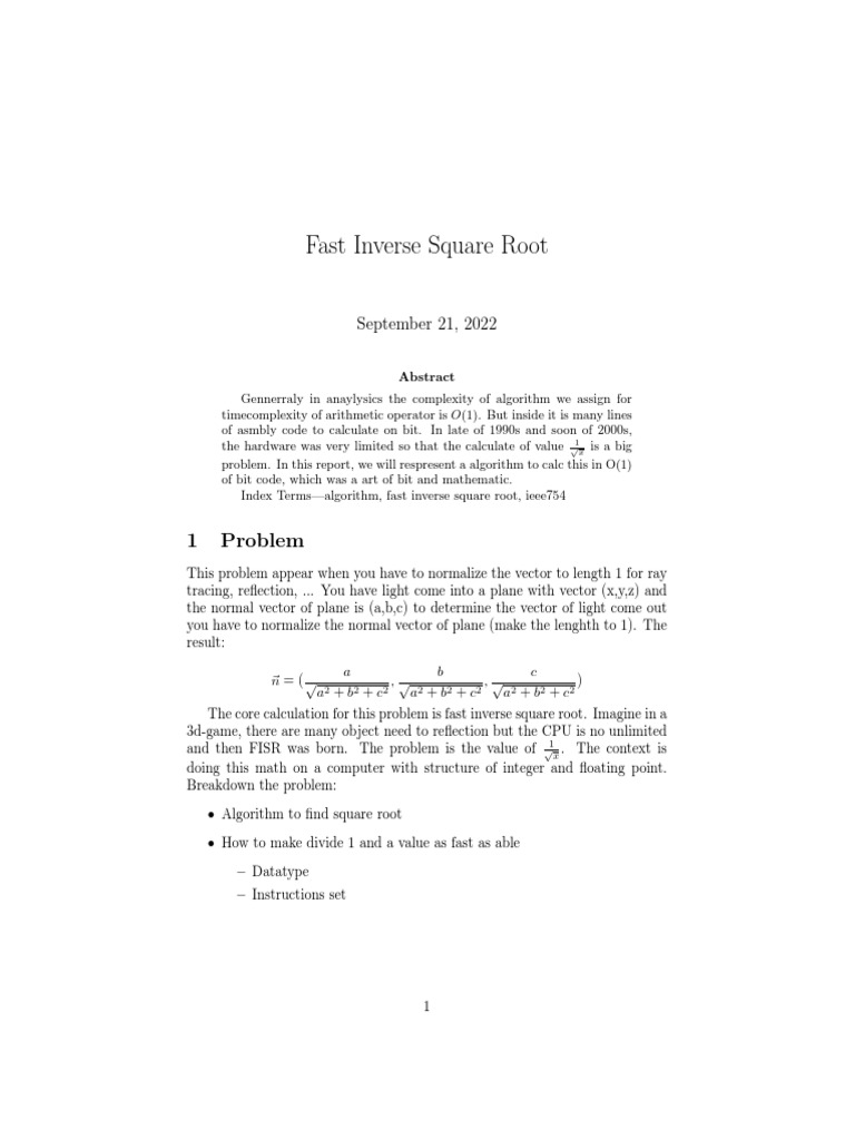 Fast Inverse Square Root | PDF | Computer Programming | Elementary ...