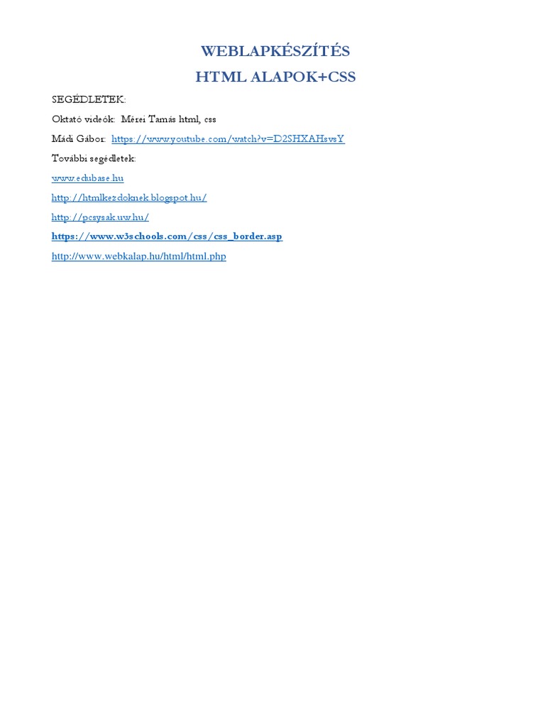 HTML Alapok2-1 | PDF