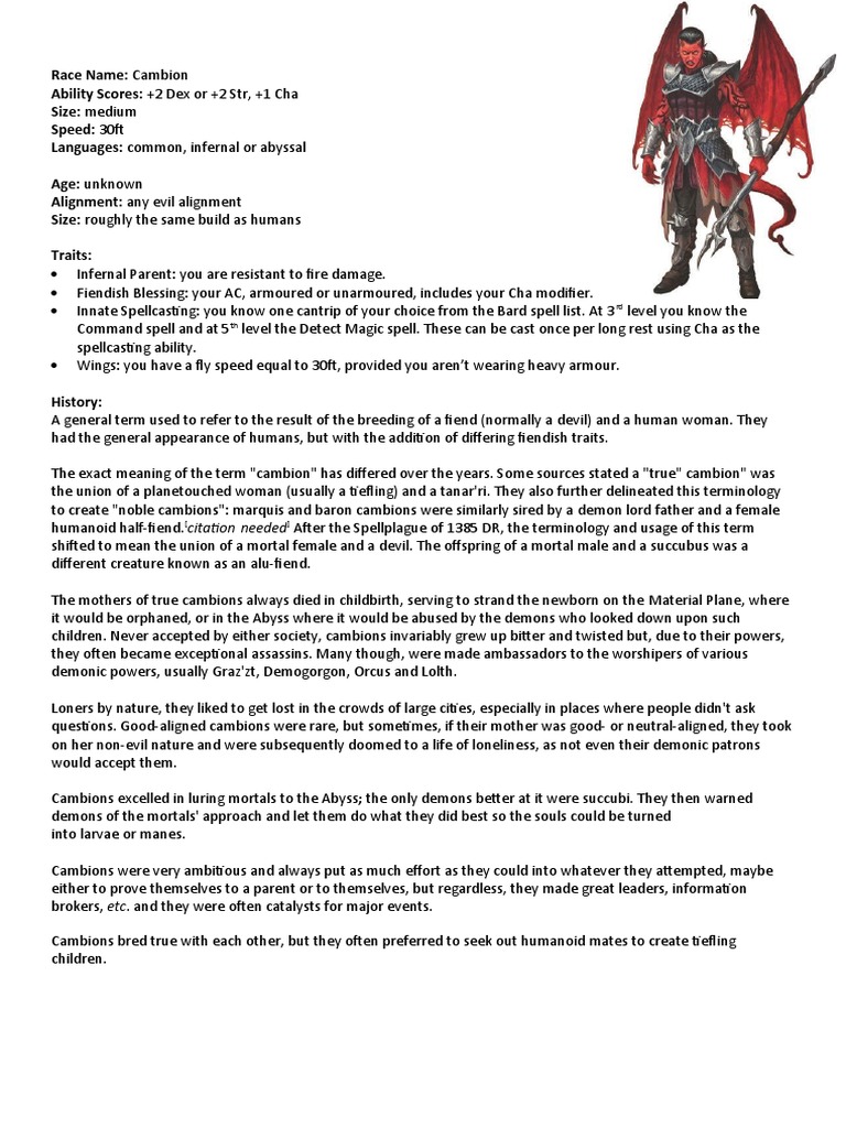 HalfFiend (Cambion) PDF Dungeons & Dragons Gary Gygax Games