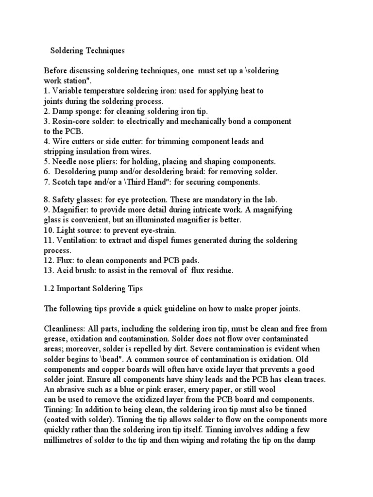 Soldering Techniques Lecture Note Now | PDF | Soldering | Printed ...