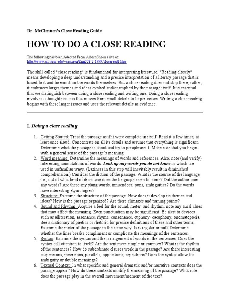 How To Do A Close Reading