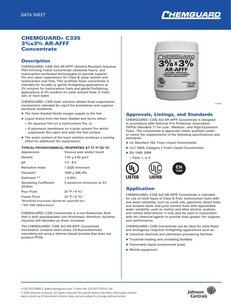 Chemguard C335 3x3 ARAFFF Concentrate Description PDF Chemistry