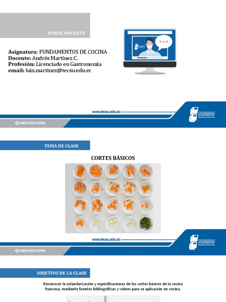 Cortes Básicos en Gastronomía | PDF | Cuchillo | Alimentos
