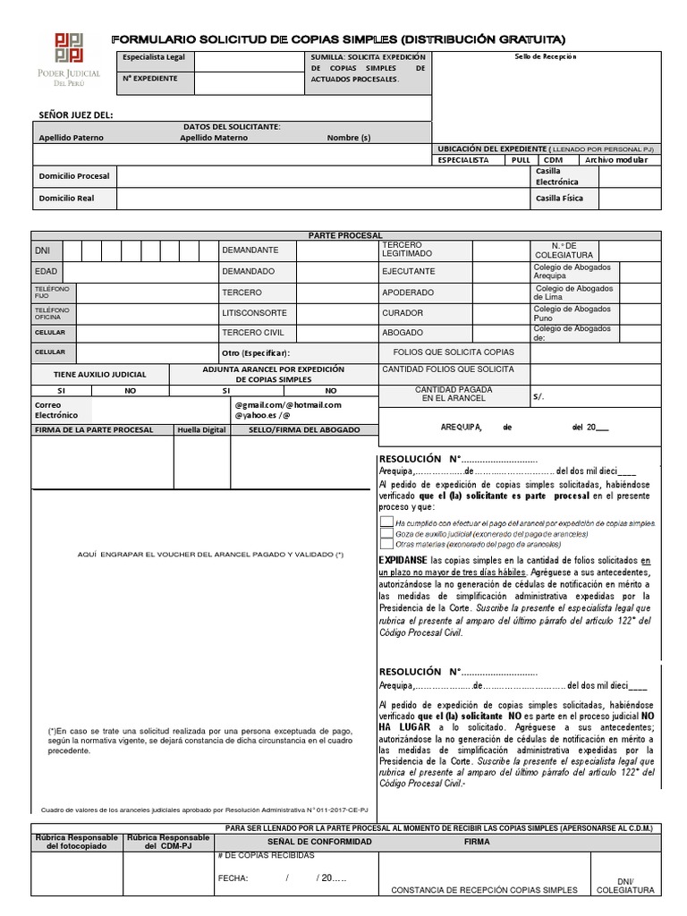 Solicitud de Copias Simples Judiciales | PDF | Gobierno | Justicia