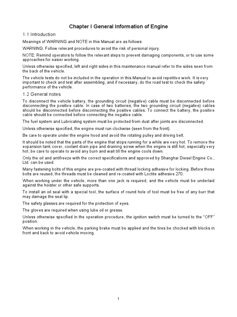 SC28R Engine Maintenance Manual | PDF | Throttle | Diesel Engine