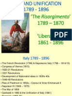 A Level History SUMMARY OF ITALIAN UNIFICATION (1789 - 1896) Revision (BOOKLET)