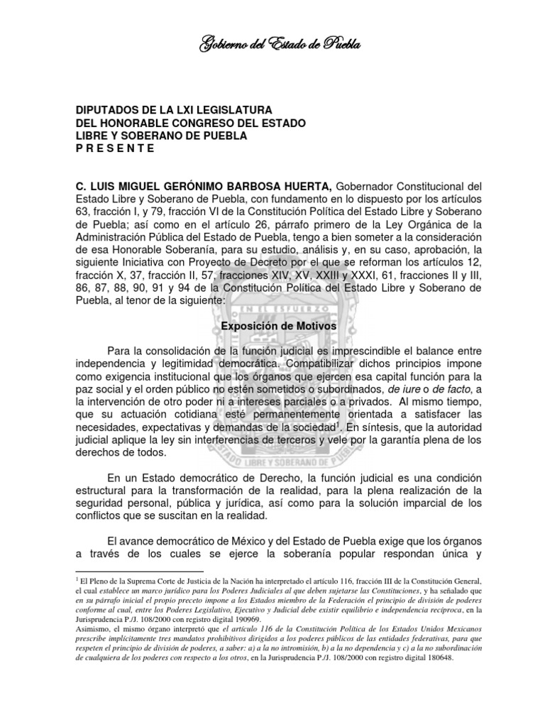 Reforma Al Poder Judicial Planteada Por El Gobernador Miguel Barbosa