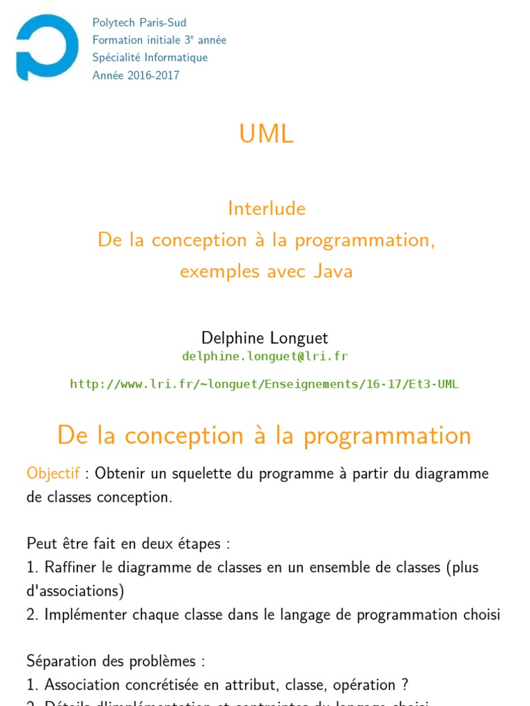 UML et Java : De la conception à l'implémentation | PDF | Java (Langage ...