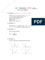 Avaliação Nº1 - Matemática