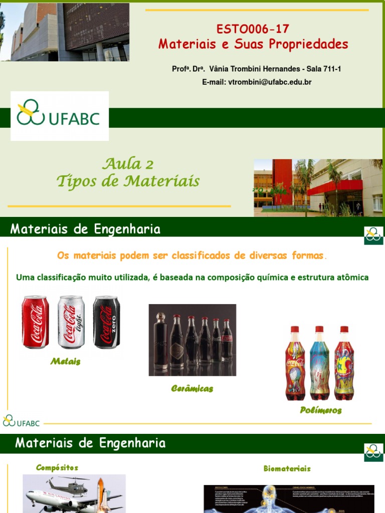 Aula 2 - Tipos de Materiais 2022 | PDF | Material composto | Metais