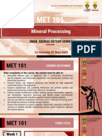 MET 101 Mineral Processing Course Overview
