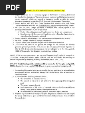 Loyola Life Plans, Inc. v. ATR Professional Life Assurance Corp.