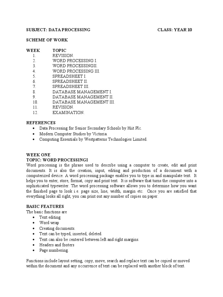 SS1 Data Processing Third Term Overview | PDF | Databases | Relational ...