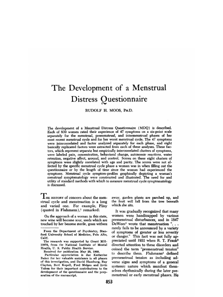 Menstrual Distress Questionnaire Development | PDF | Menstruation ...