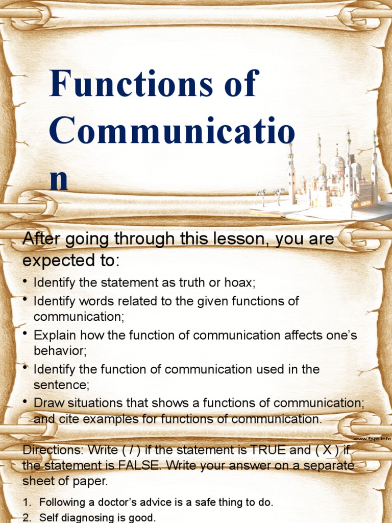 Functions of Communication | PDF | Communication | Truth