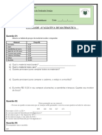 Atividade Avaliativa de Matemática: Questão 01