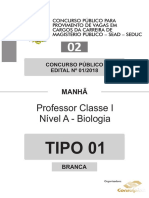 Prova Professor Biologia Seduc Pa 2018