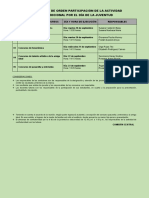 Cronograma de Orden Participación de La Actividad Socioemocional Por El Día de La Juventud