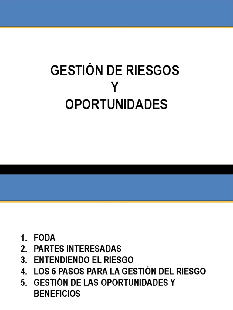 Gestión de Riesgos y Oportunidades Empresariales | PDF | Análisis FODA ...