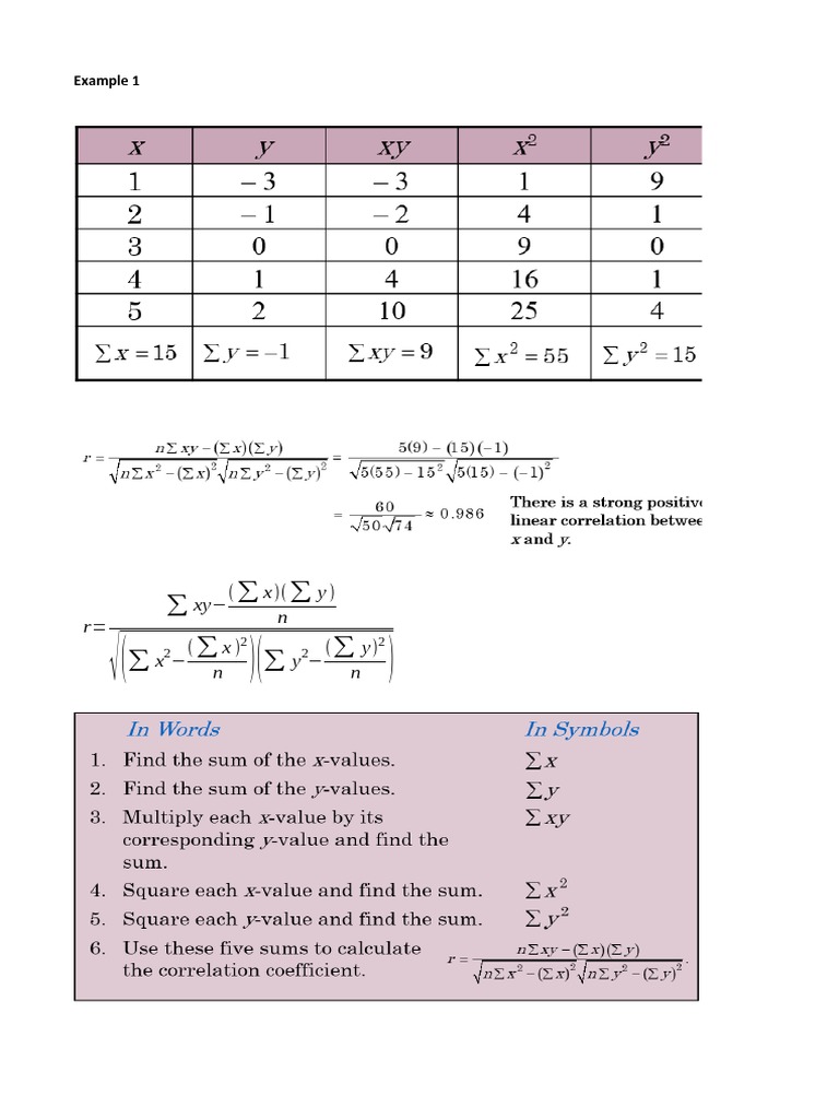Calculating Correlation Coefficient r | PDF