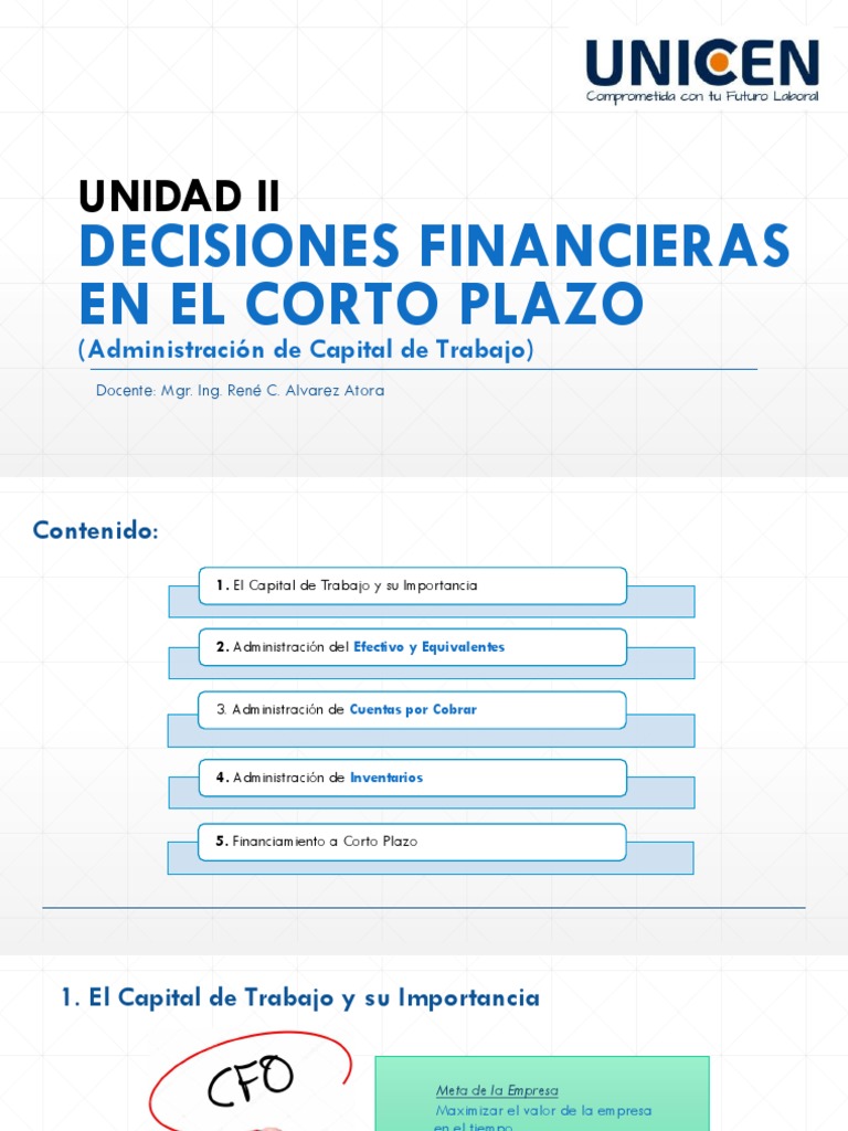 UNIDAD II - DECISIONES FINANCIERAS A CORTO PLAZO v.2 | PDF | Capital de ...